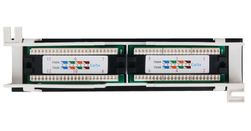 Коммутационная настенная панель, 12 портов, Кат.5e, неэкранированная, черная