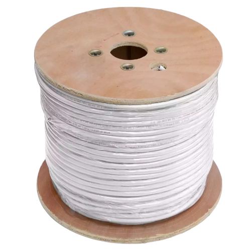 Кабель коаксиальный, RG-6, одножильный, CCS, внутренний, PVC, белый, 305м