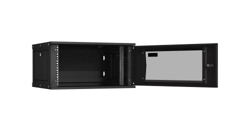 Шкаф настенный 6U, Ш600хГ450, стеклянная дверь, цельнометаллические стенки, темно-серый