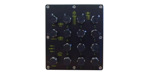 L2 управляемый, индустриальный 8-портовый 10 / 100Base-T (X) M12 + 4-портовый 10/100 / 1000Base-T (X) M12, питание 12В (блок питания поставляется отдельно 20 Ватт)