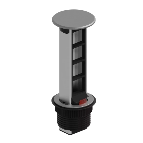 Блок розеточный встраиваемый в стол, 4 поста (45х45мм) IP54, с выключателем нагрузки (алюм+латунь)