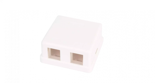 Корпус настенной розетки, на 2 порта, белый, 10 шт.