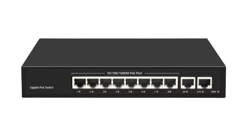 Коммутатор GIGALINK, неуправляемый, 8 PoE (802.3af/at) порта 1000Мбит/с, 2 порта Base-T 1000Мбит/с, 120Вт