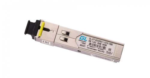 Модуль GIGALINK SFP, WDM, 1,25Гбит/c, одно волокно SM, SC, Tx:1310/Rx:1550 нм, DDM, 20 дБ (до 40 км)