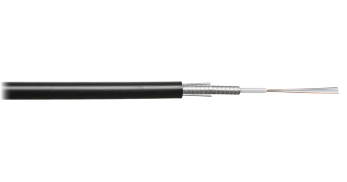 Кабель оптический 4 волоконный SM 9/125 внешний, 2,7 кН, с броней из стальной гофрированной лентой.