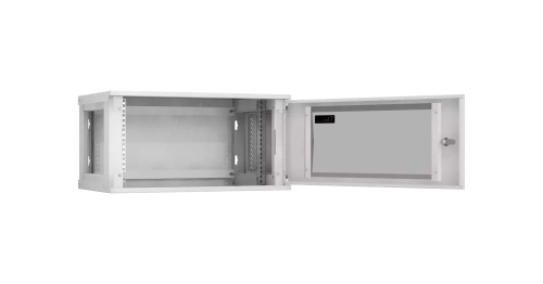 Шкаф настенный 6U, Ш600хГ350, стеклянная дверь, цельнометаллические стенки, серый
