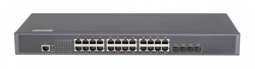 Управляемый коммутатор GIGALINK, L2++ Stack, 24*10/100/1000Мб/с BASE-T, 4*10Гбит/с SFP+, 1 RJ45 консольный порт, 1U 19", 220В